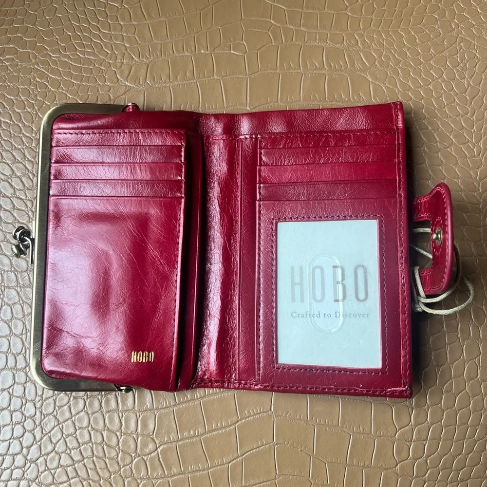 HOBO Alice Cardinal Red With Gold Hardware Wallet Genuine Leather One Size - Picture 3 of 6